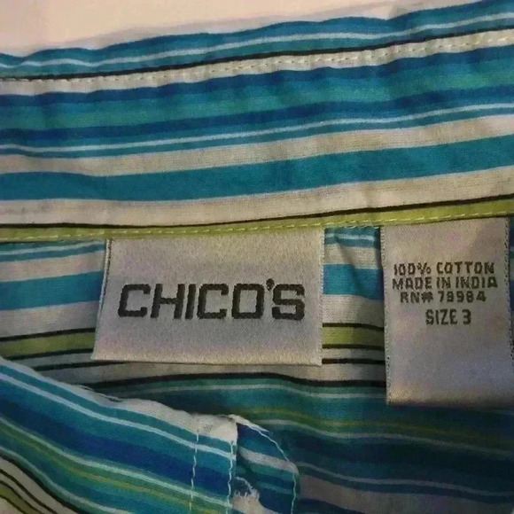 Chico’s striped 3/4 sleeve button down shirt women’s - Picture 5 of 5